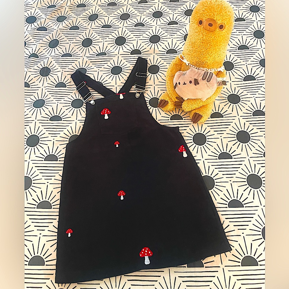 Cute Cottagecore Inspired Girl’s Corduroy w/Mushrooms Overall Dress (Sz.11/12)